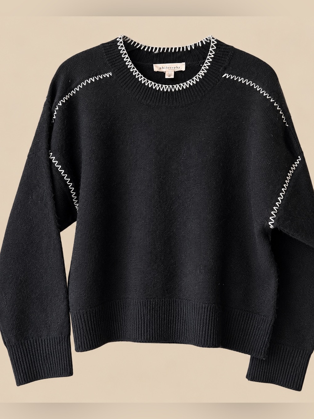 Philosophy Crew Neck Stitch Detail Sweater NWT L